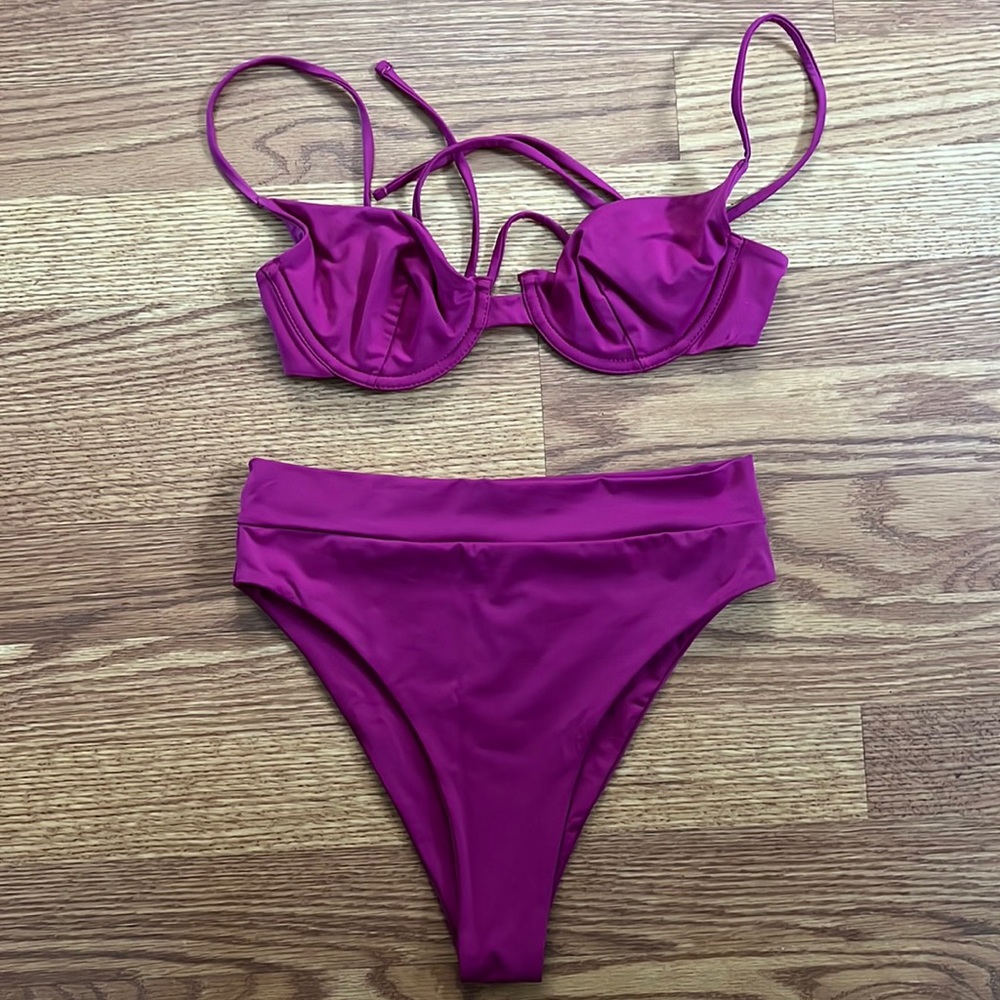 Novah Swimwear Underwire Bikini Top, High Waisted Bottom